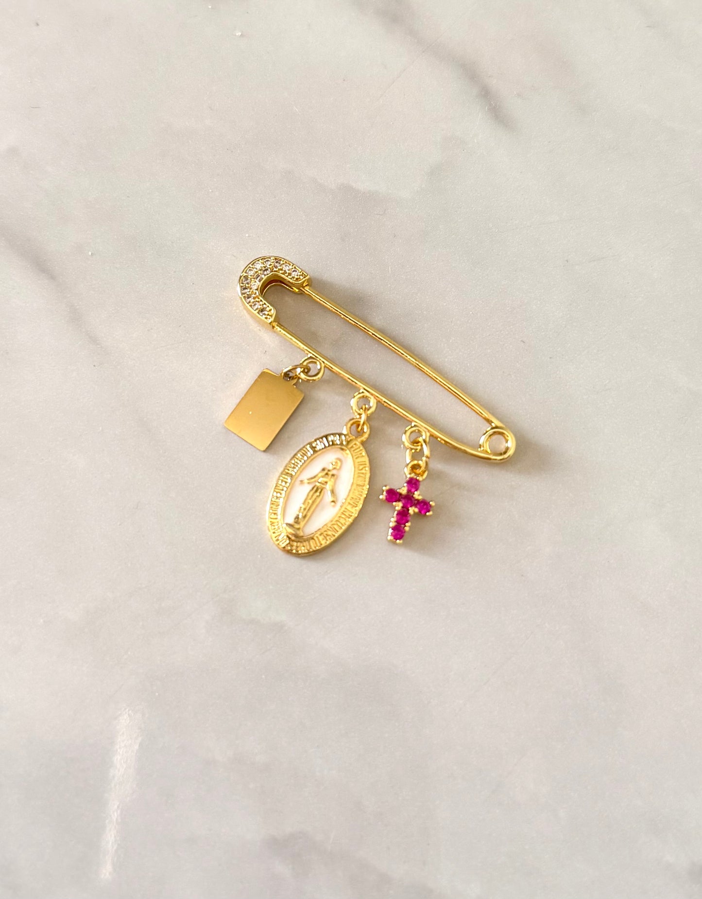 Medalla Milagrosa pink cross (incluye grabado)