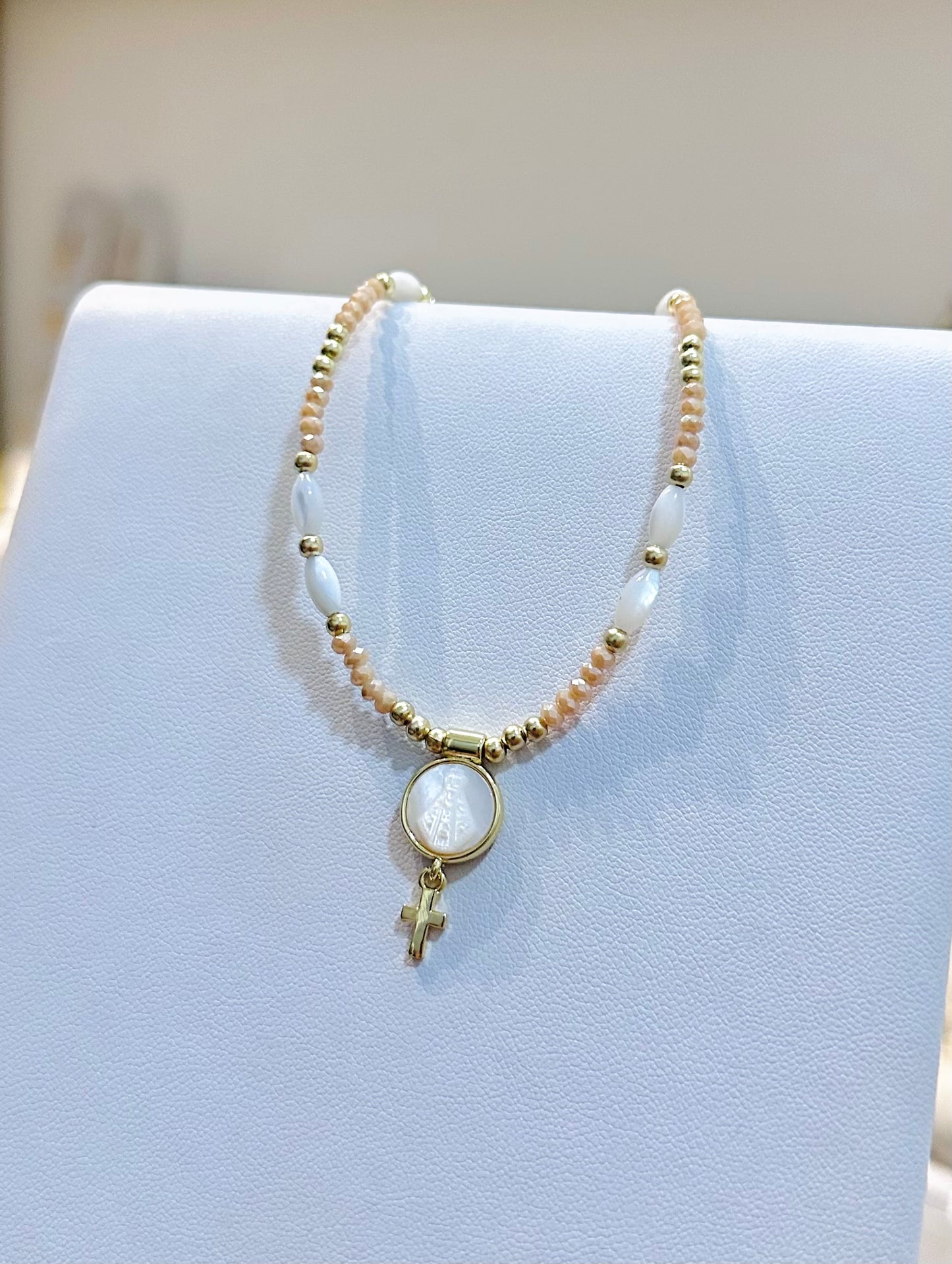 Collar de cristales Angel y Virgen de Suyapa