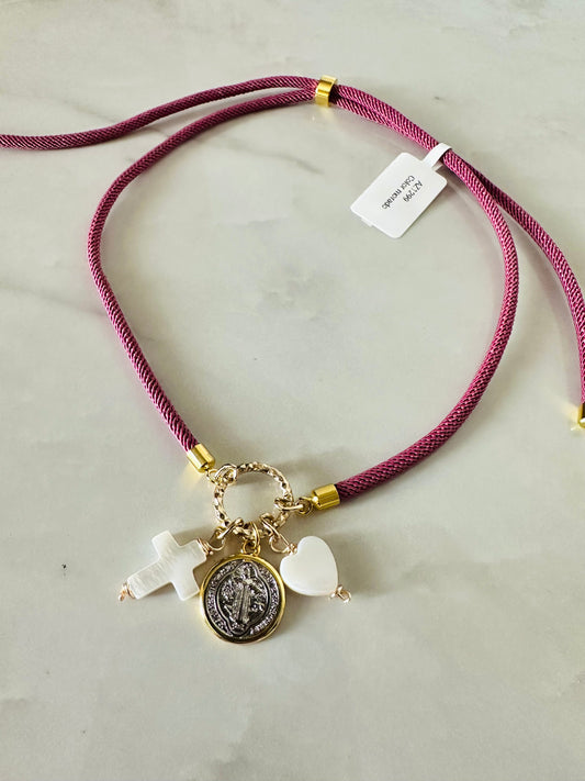 Collar ajustable San Benito hilo morado