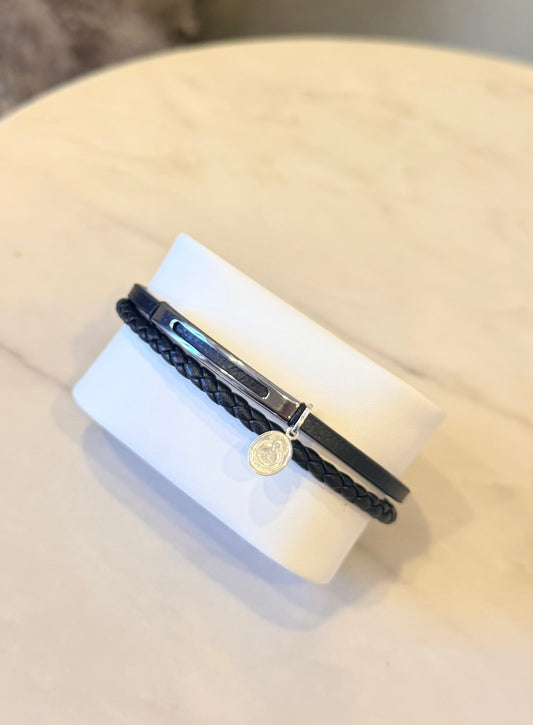 Brazalete para Hombre Morenita Plata 925 y cuero