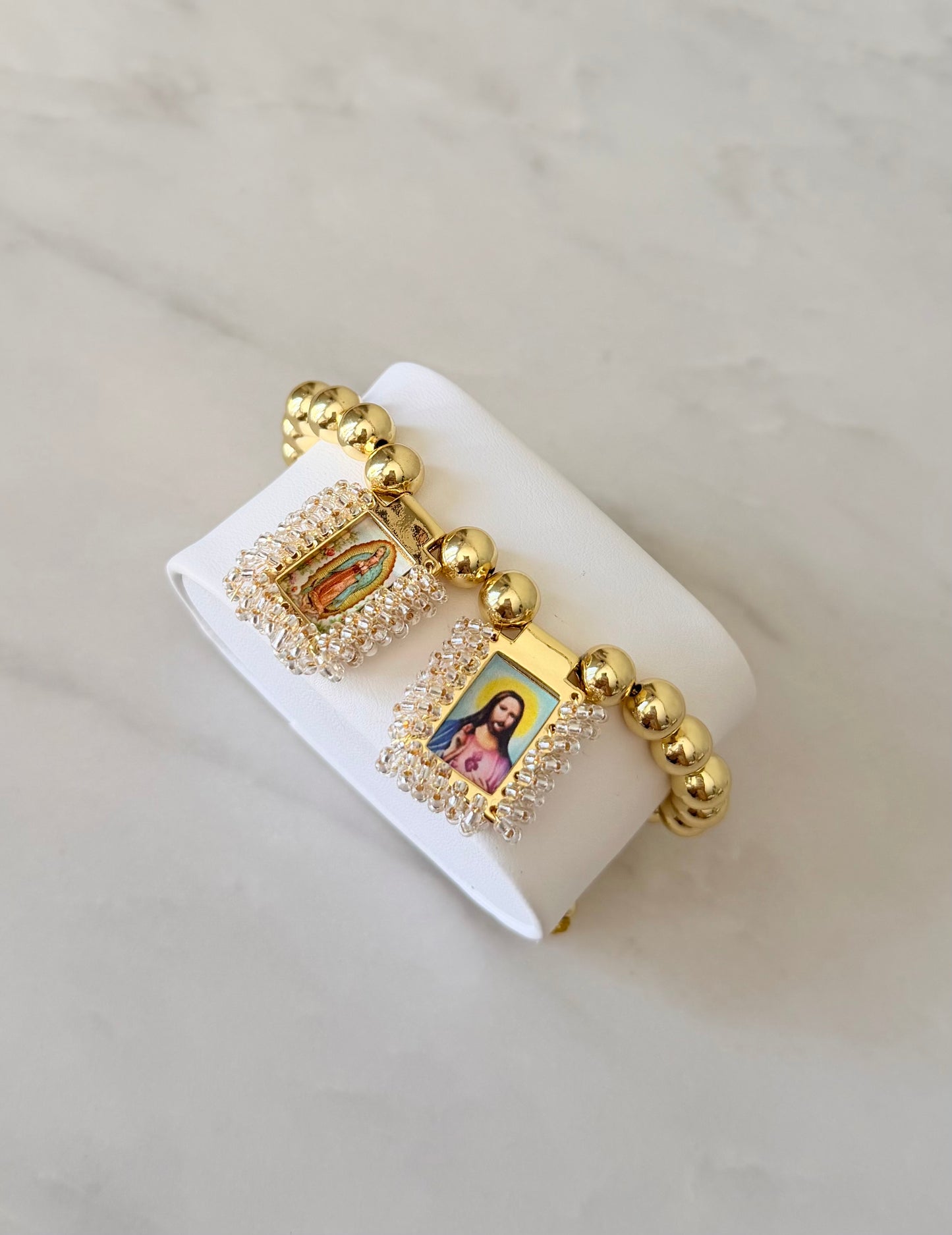 Escapulario ajustable (Virgen de Guadalupe y sagrado corazón de Jesús)