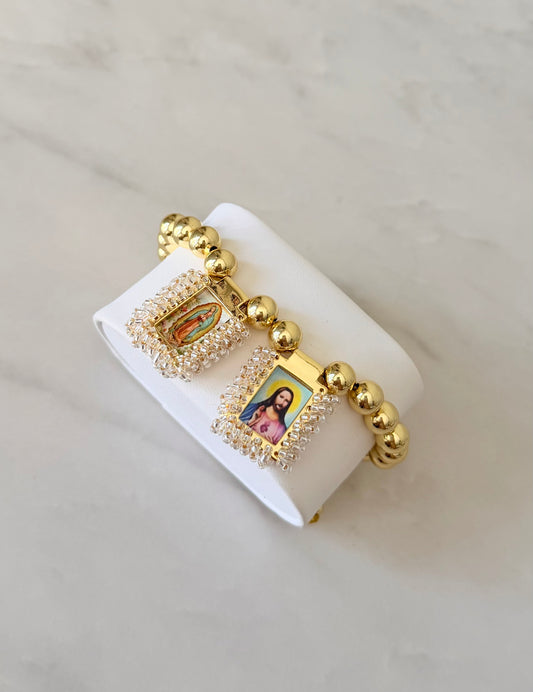 Escapulario ajustable (Virgen de Guadalupe y sagrado corazón de Jesús)