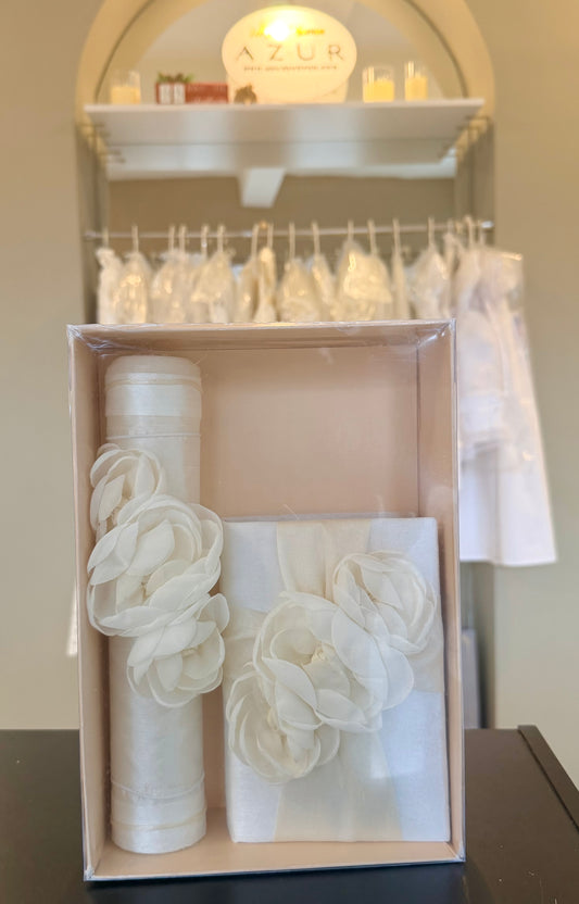 Set floral Biblia y vela (primera comunión o confirmación)