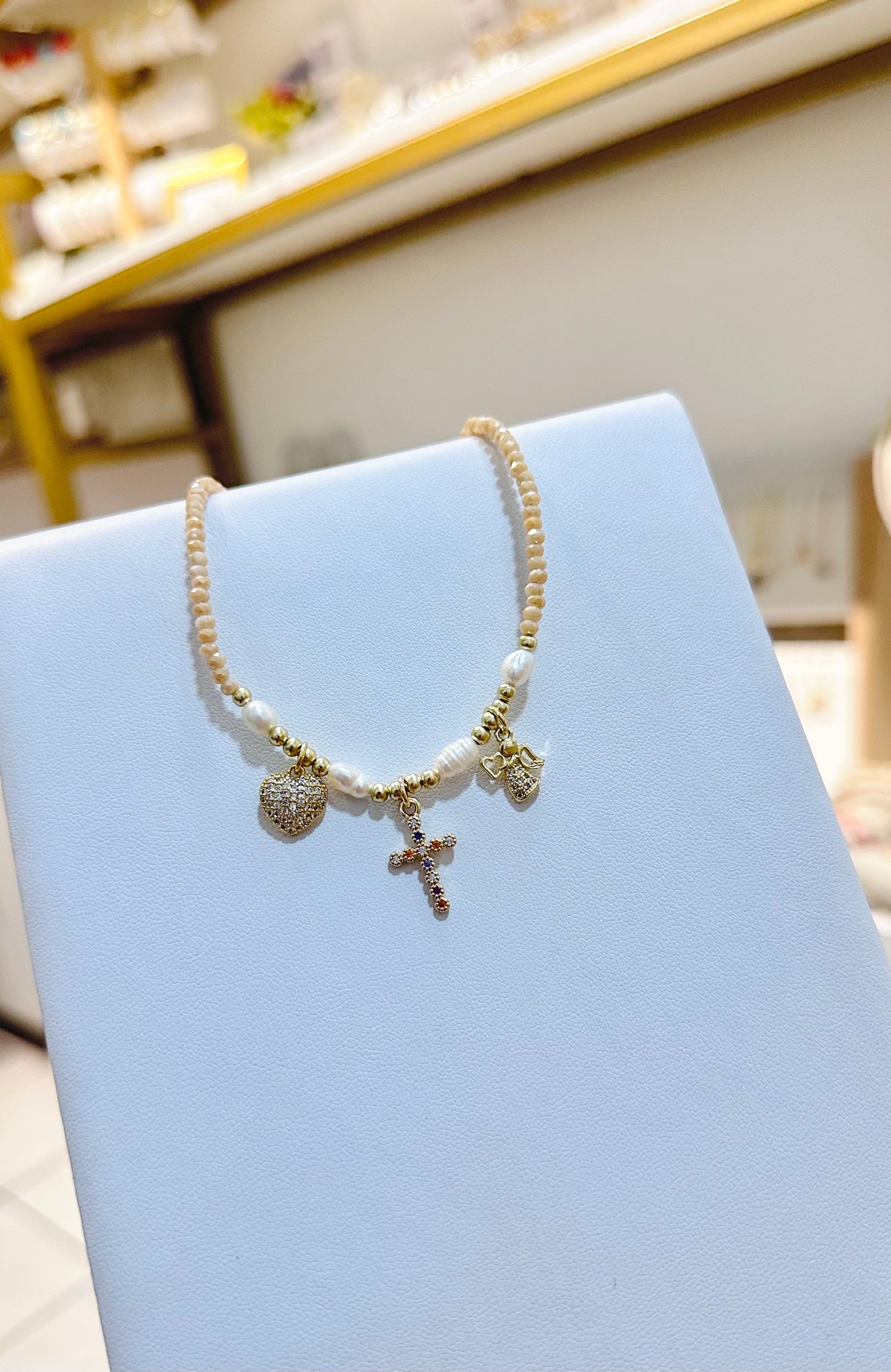 Collar de cristales Angel y Virgen de Suyapa