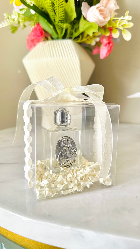 Bote para Agua Bendita cajita de regalo (Inmaculado Corazón de María)