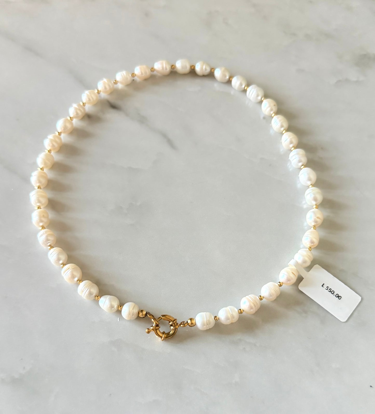 Collar de perlas naturales clip