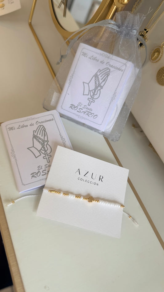 Pulsera ajustable con librito de oraciones