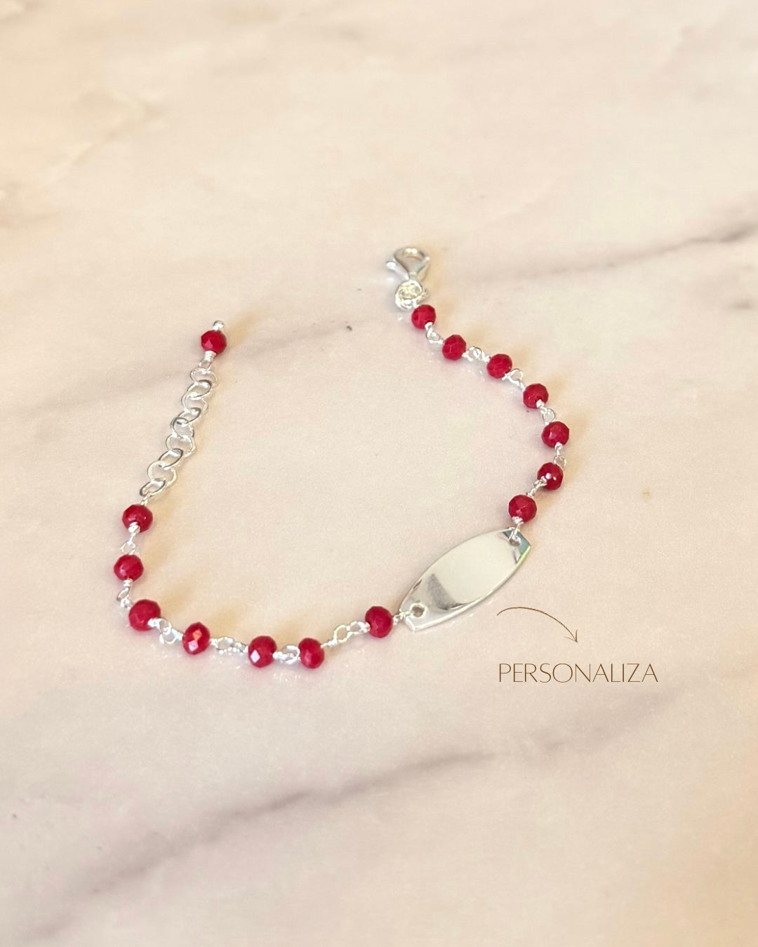 Pulsera para bebé plaquita plata (personalizada)