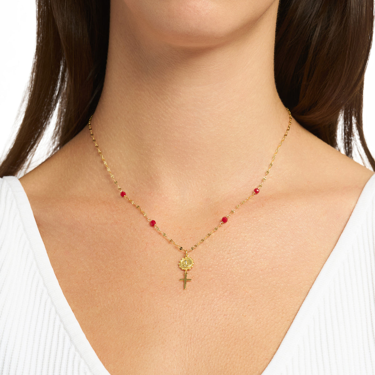 Medallita Santa María (Plata 925 baño de oro)